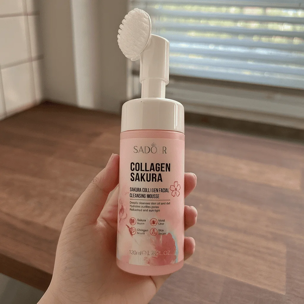Spumă de Curățare Facială Collagen Sakura, SADOER, 120 ml - imagine 2