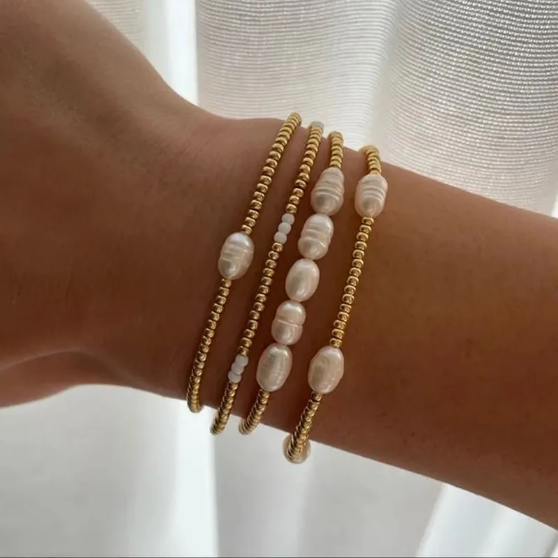 Brățară vintage cu perle de apă dulce și mărgele, stil geometric , Diora