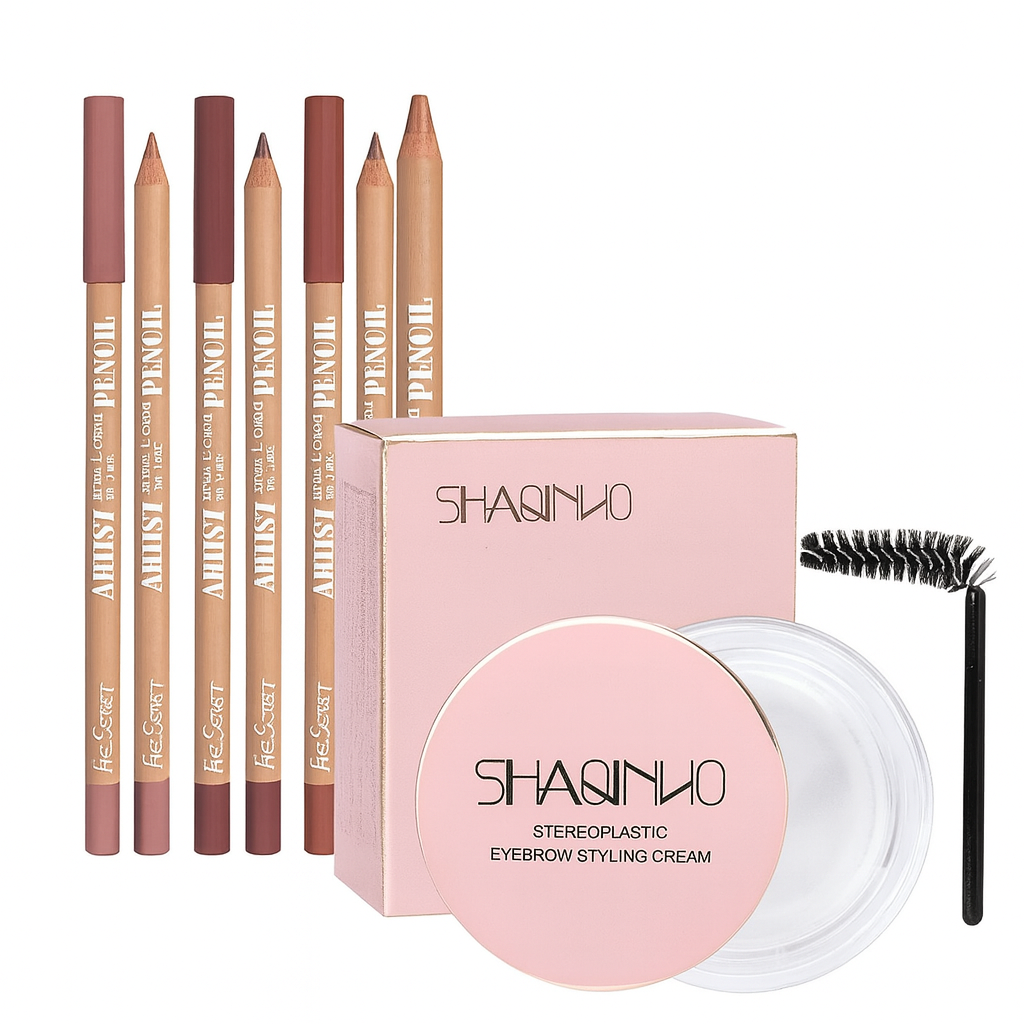 Pachet machiaj - Creioane de Buze Nude + Gel Stilizare Sprâncene