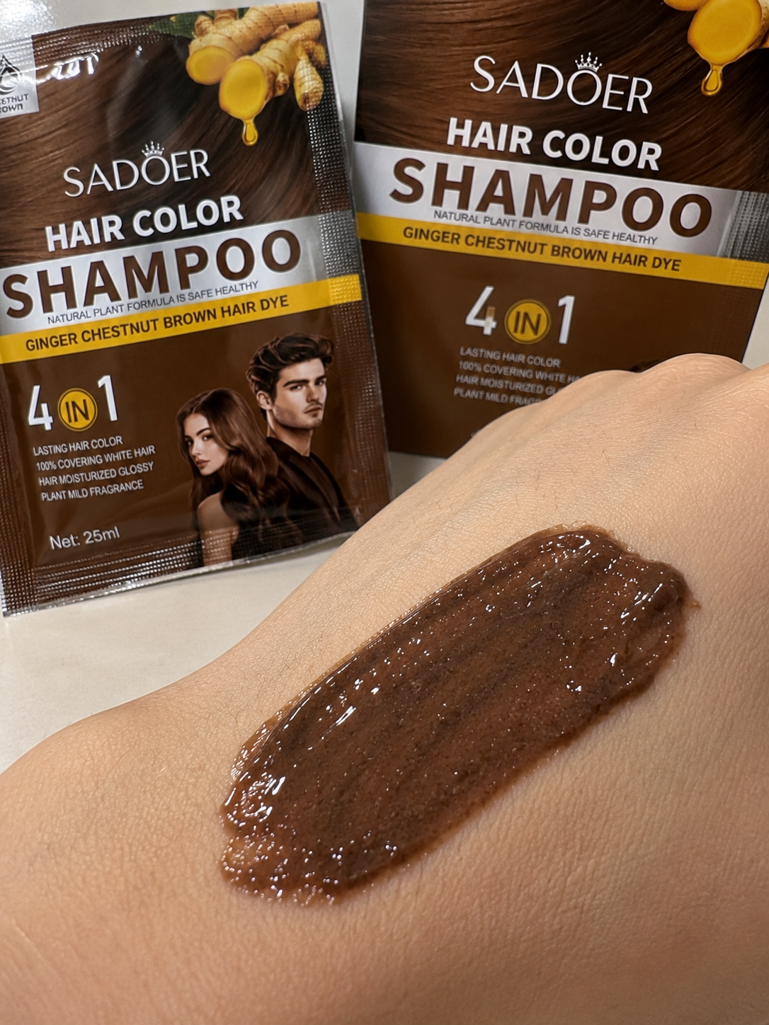 Șampon Colorant 4 în 1, SADOER, 25 ml x 10 buc
