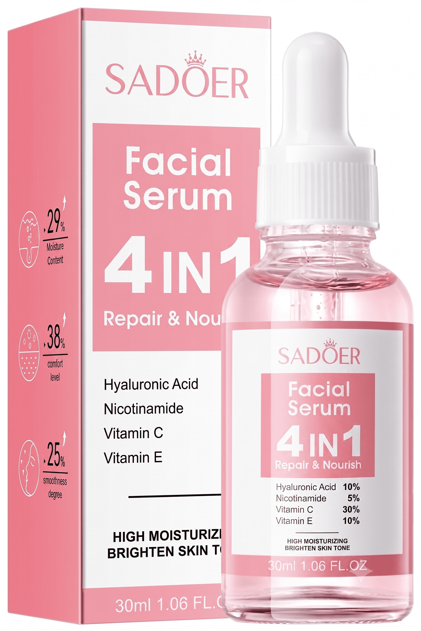 Ser facial 4 în 1, SADOER, 30 ml
