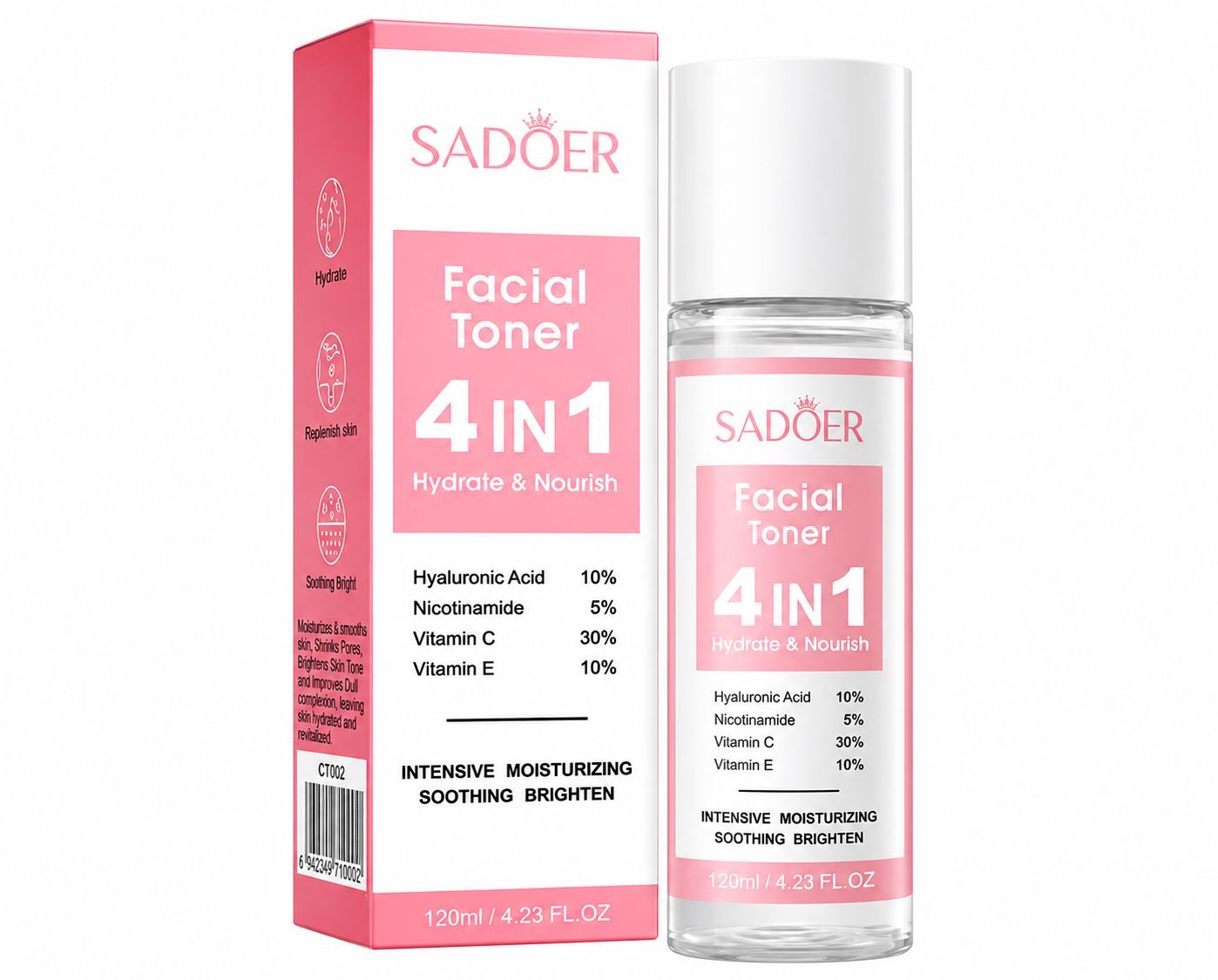 Toner Facial 4 în 1, SADOER, 120 ml