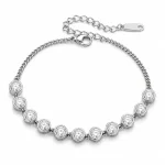 Brățară cu pietre rotunde și contur delicat - Silver
