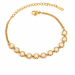 Brățară cu pietre rotunde și contur delicat - Gold
