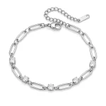 Brățară cu zale alungite și pietre luminoase - Silver