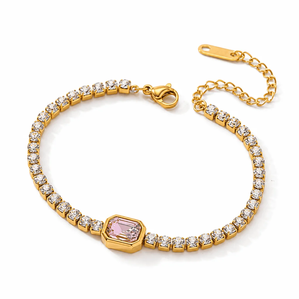 Brățară delicată cu pietre, nuanță aurie - imagine 5