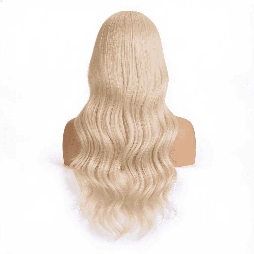Perucă lungă ondulată, blond deschis , 72 cm