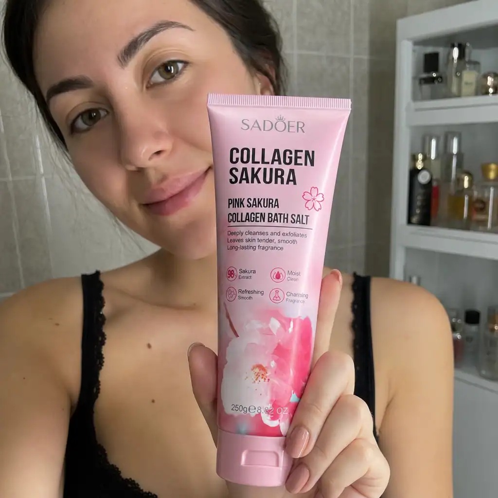 Sare de baie colagen Sakura, SADOER, 250 g - imagine 2