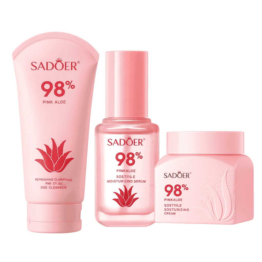 Pachet îngrijire ten - Gel + Ser + Cremă Pink Aloe