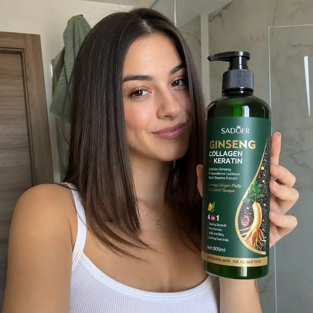 Șampon Ginseng Colagen Keratin, SADOER, 500 ml - imagine 2
