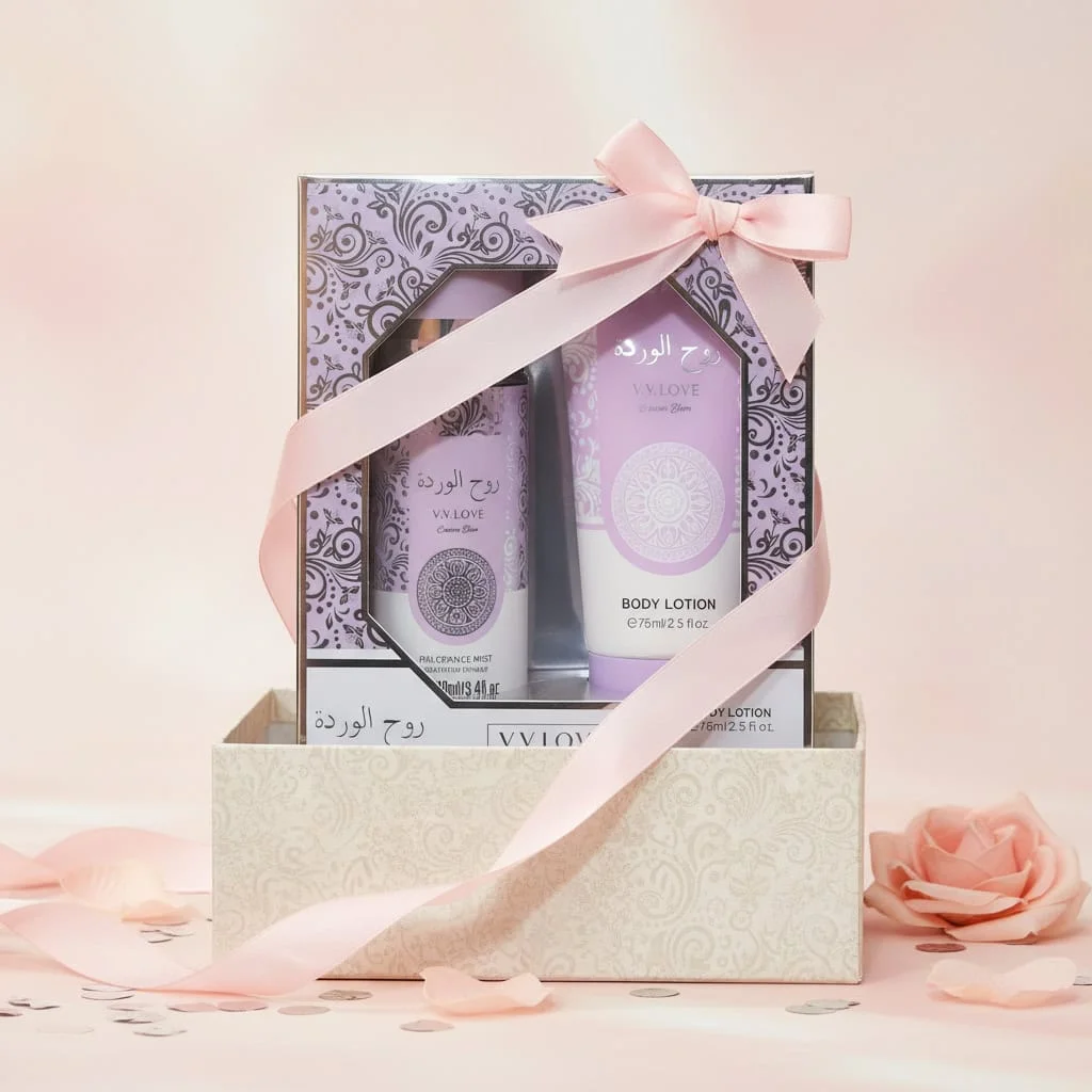 Set cadou cu body mist și loțiune de corp, Cream Bloom, V.V. Love, 100 ml + 76 ml - imagine 3