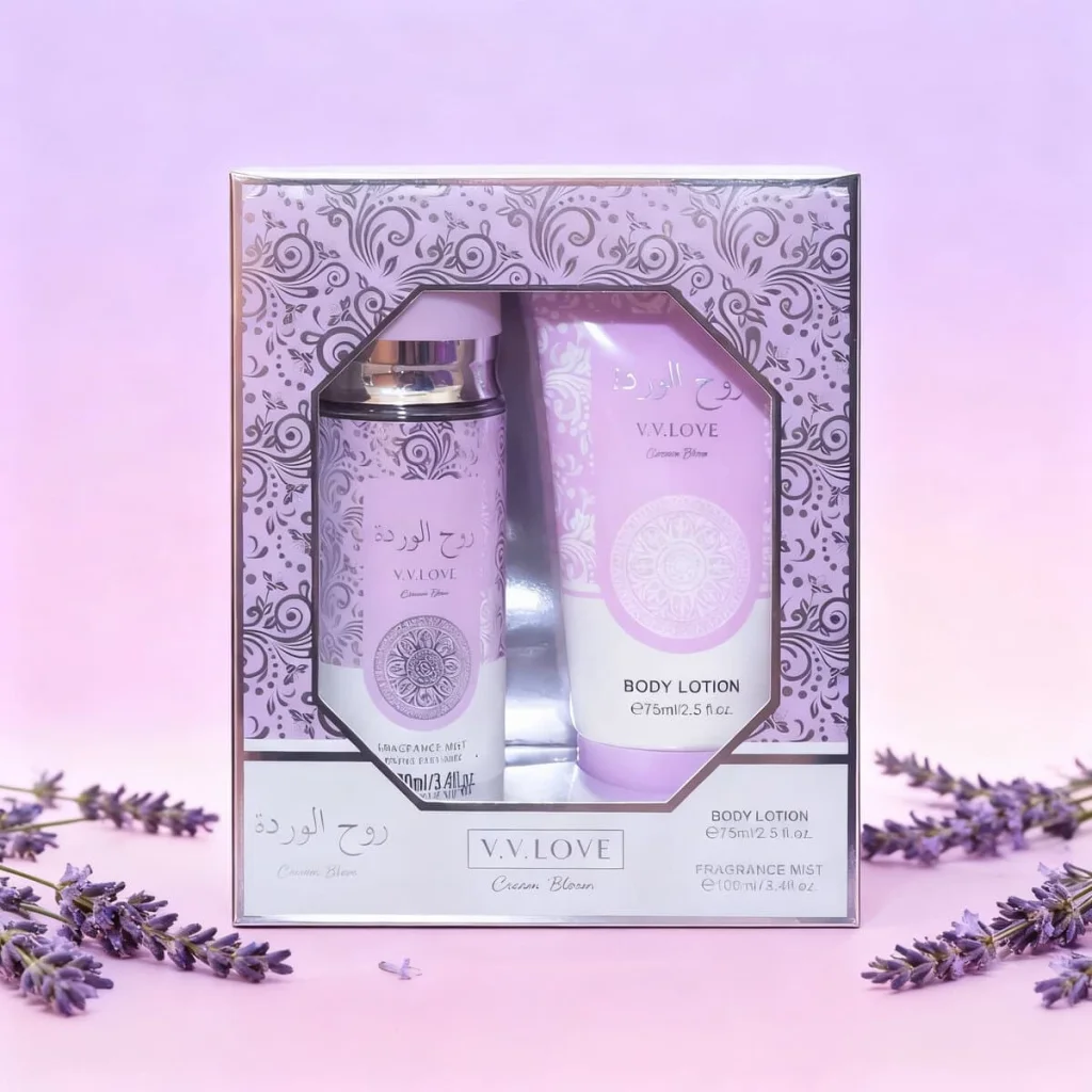 Set cadou cu body mist și loțiune de corp, Cream Bloom, V.V. Love, 100 ml + 76 ml - imagine 2