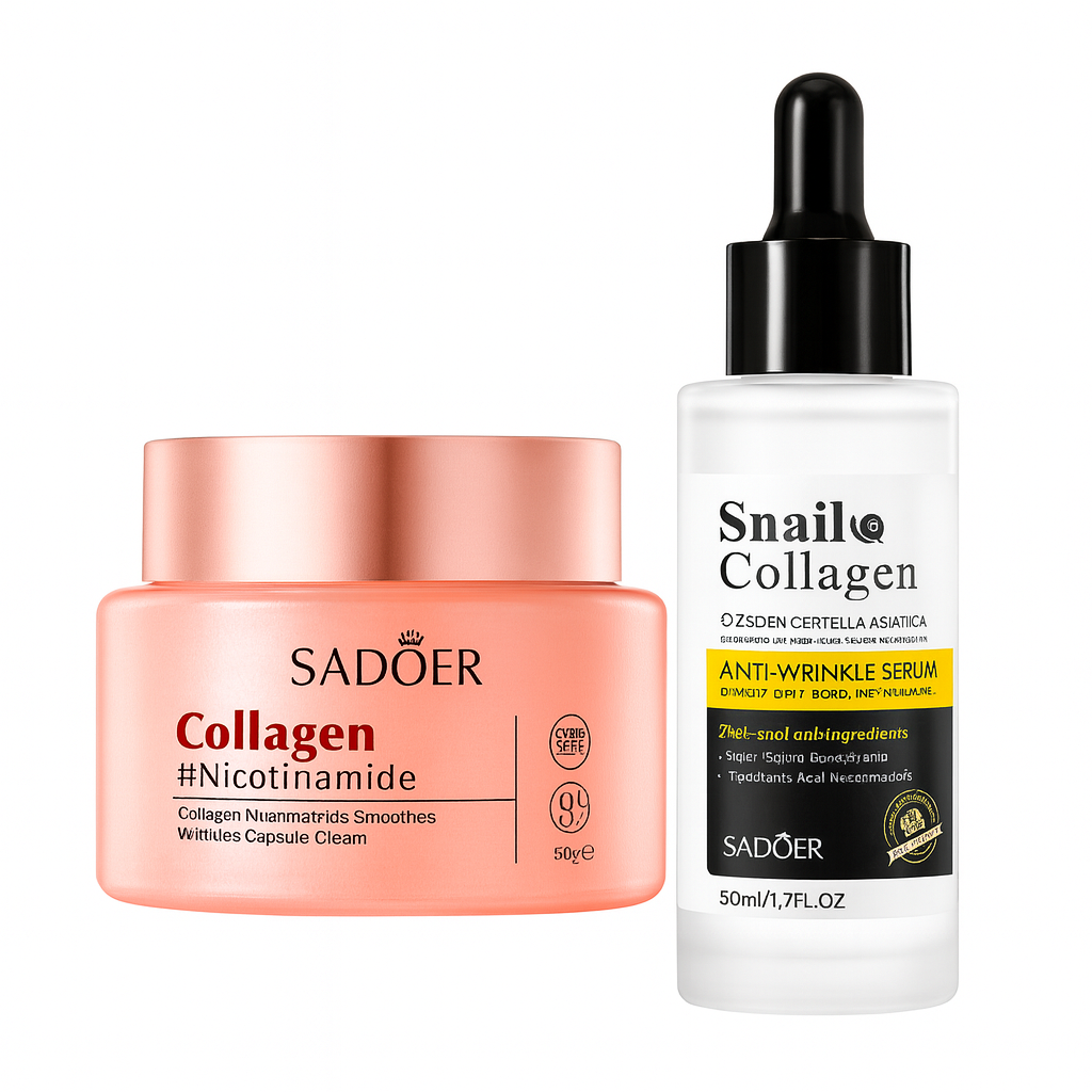 Pachet anti-îmbătrânire - Cremă Colagen Nicotinamidă + Ser Anti-Rid