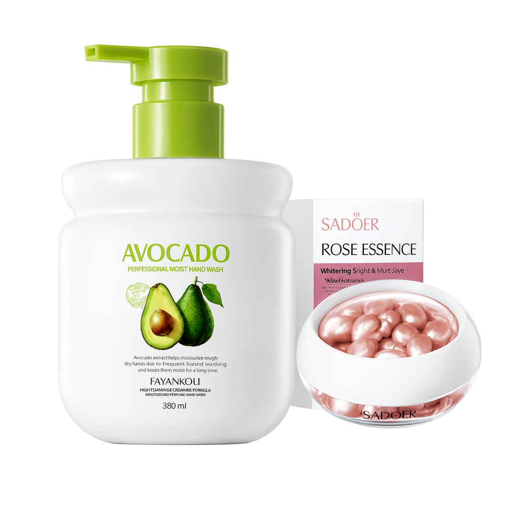 Pachet hidratare intensă - Loțiune Avocado + Capsule Trandafir