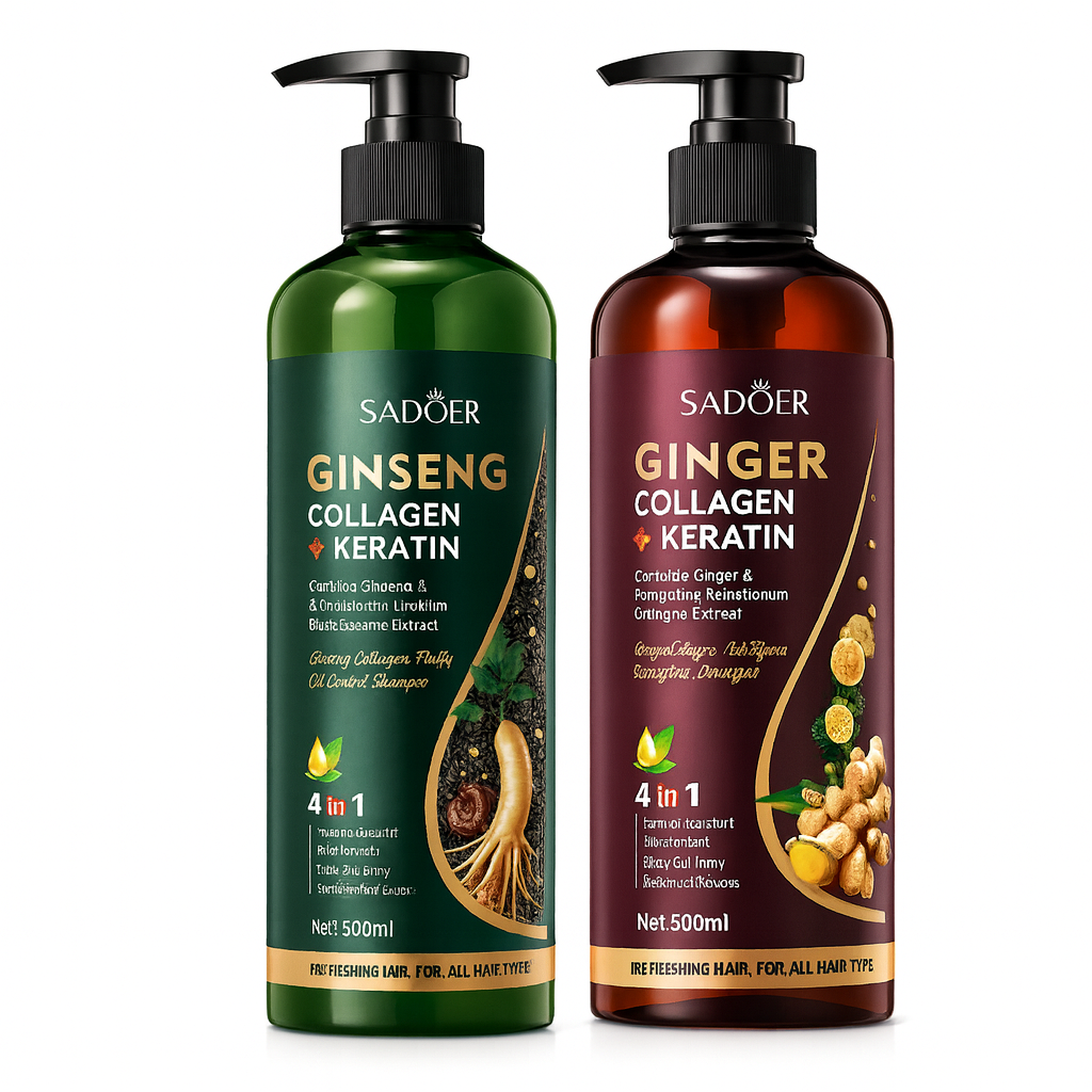 Pachet îngrijire păr - Șampoane Ginseng & Ghimbir, Colagen și Keratină