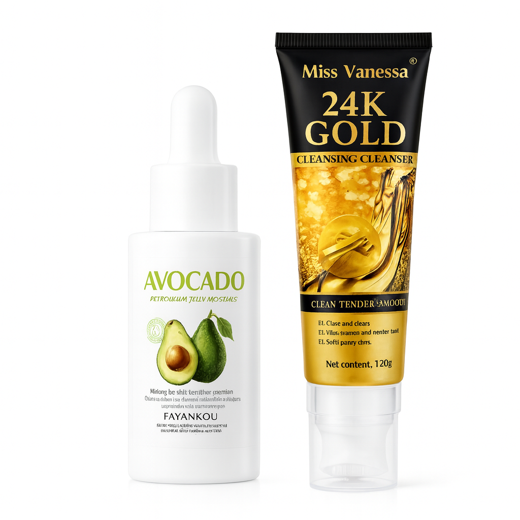 Pachet revitalizare ten - Ser Avocado + Cleanser 24K Gold