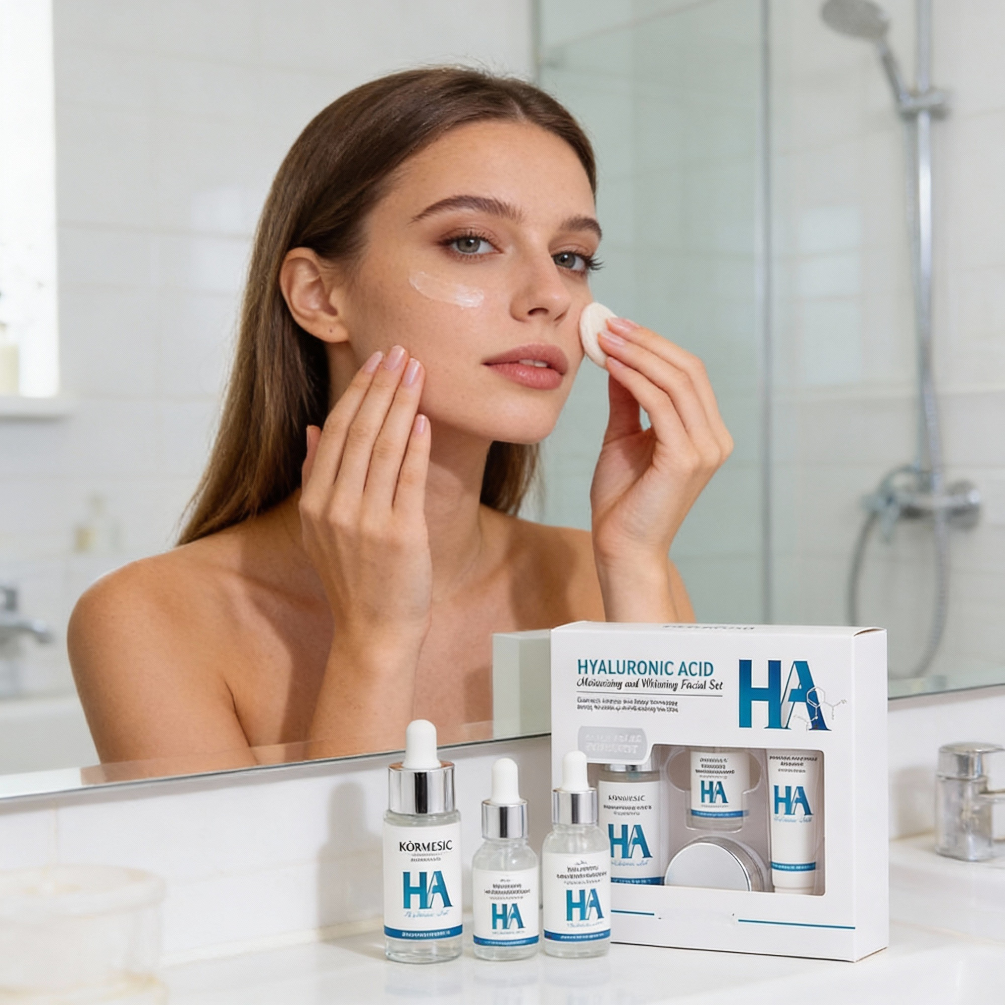 Set ingrijire fata Kormesic, 4 piese, acid hialuronic, hidratare, pentru femei