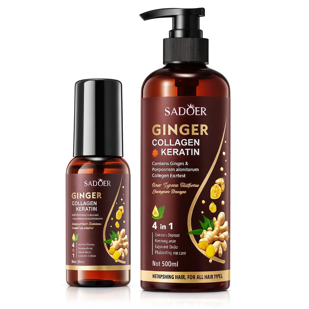 Pachet îngrijire păr - Ulei + Șampon Ginger Collagen Keratin