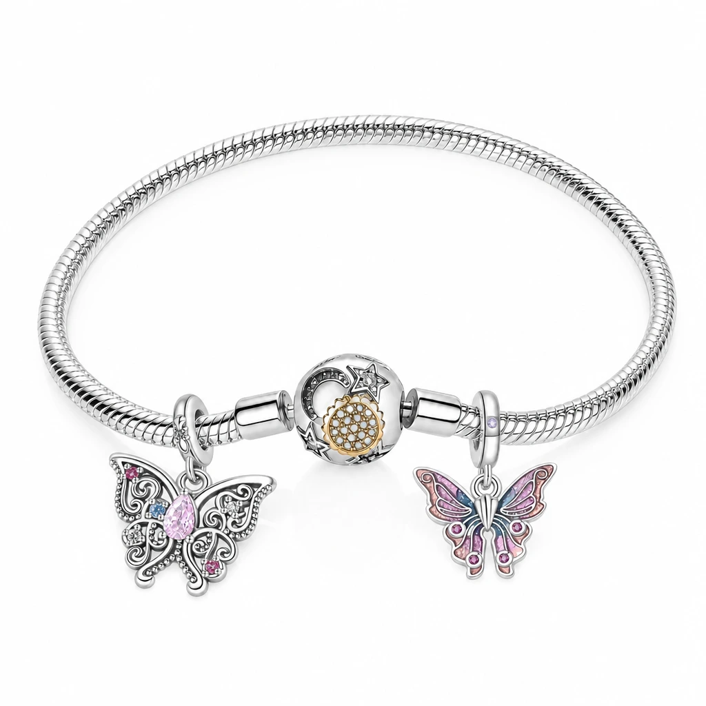 Set brățară cu charmuri – Fluturi luminoși