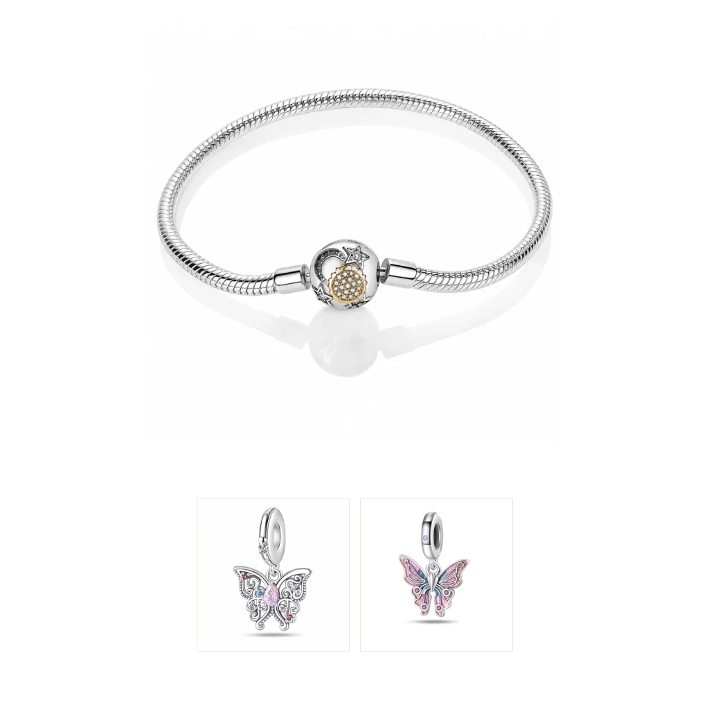 Set brățară cu charmuri – Fluturi luminoși