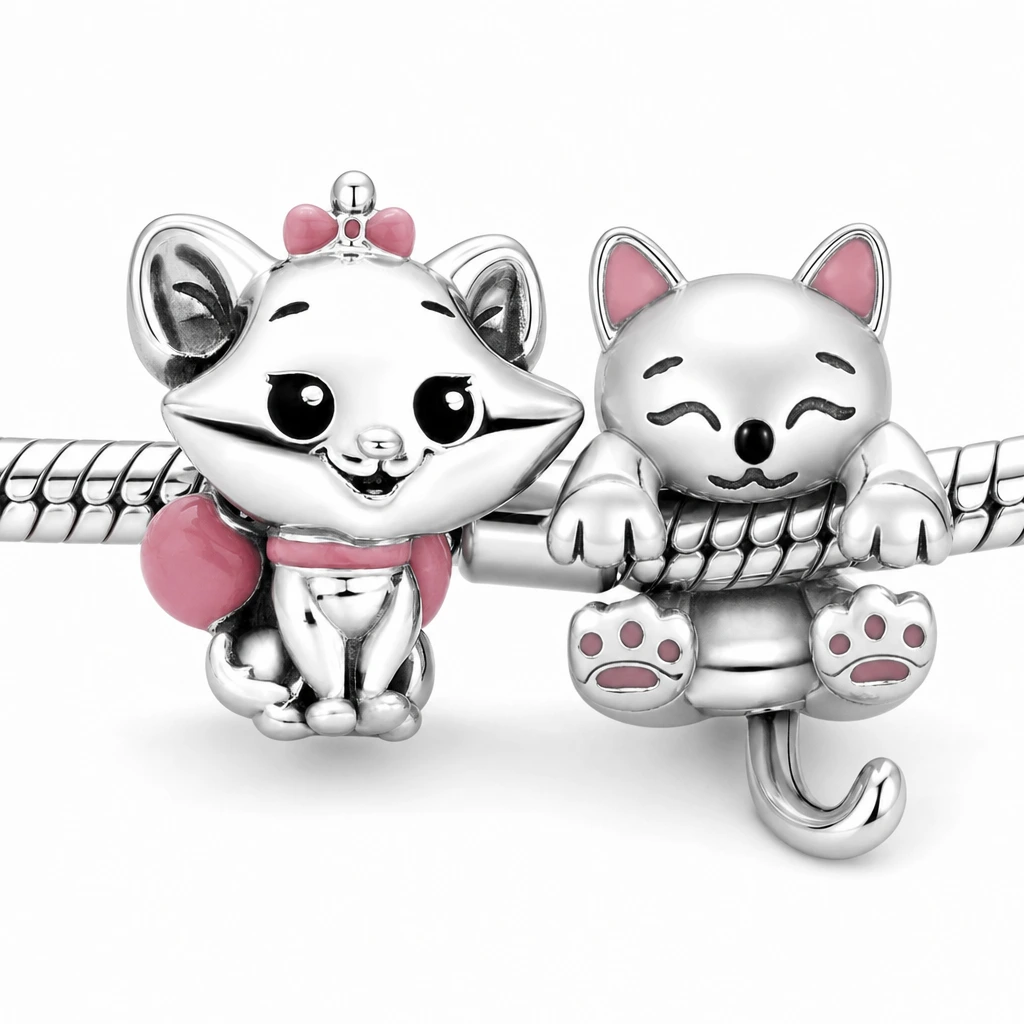 Set brățară cu charmuri – Prietene feline — detaliu charmuri