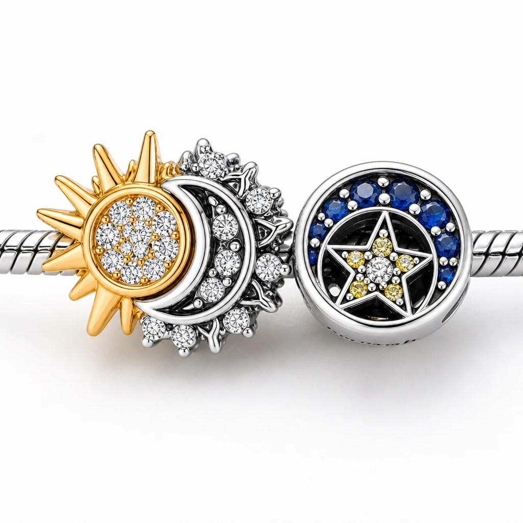 Set brățară cu charmuri – Răsărit cosmic — detaliu charmuri