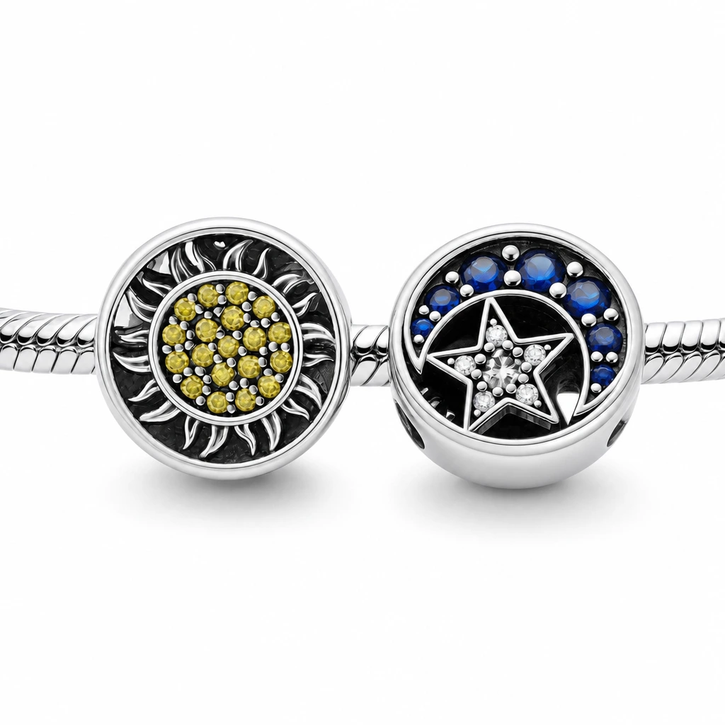 Set brățară cu charmuri – Răsărit cosmic — detaliu charmuri