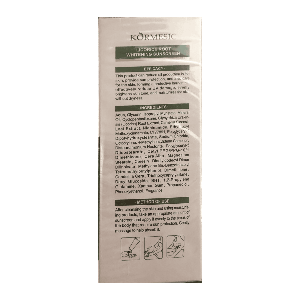 Kormesic Licorice Root Whitening Sunscreen, 60 g - imagine 2