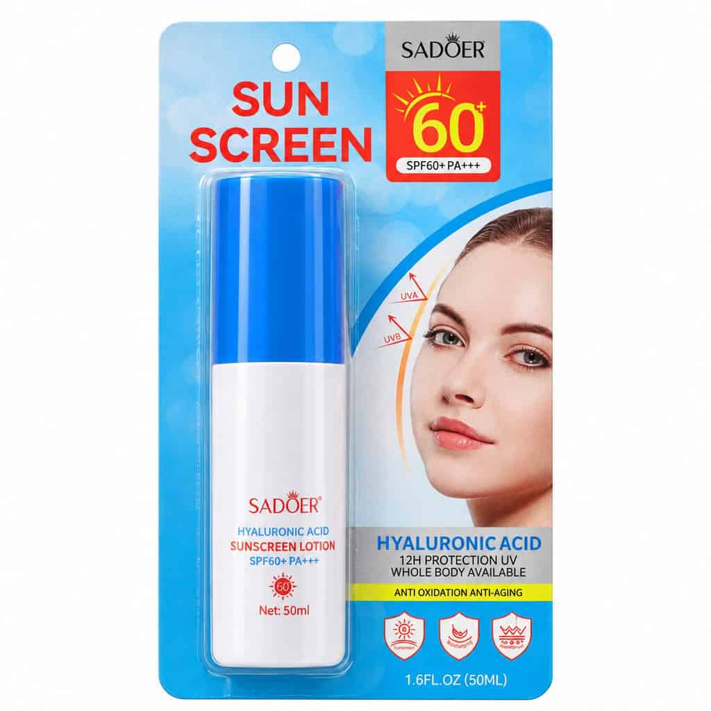 Sadoer Loțiune de protecție solară cu acid hialuronic SPF 60+ PA+++, 50 ml