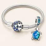 Set Ocean Albastru — brățară și charm țestoasă - 18cm